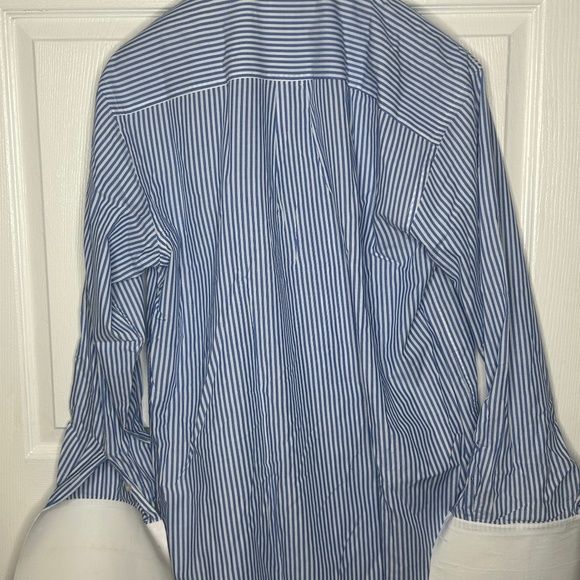 Daniel Ellissa Men’s Dress Shirt 17.5 – Blue Stripe w/ White Collar – Like New - Picture 5 of 5